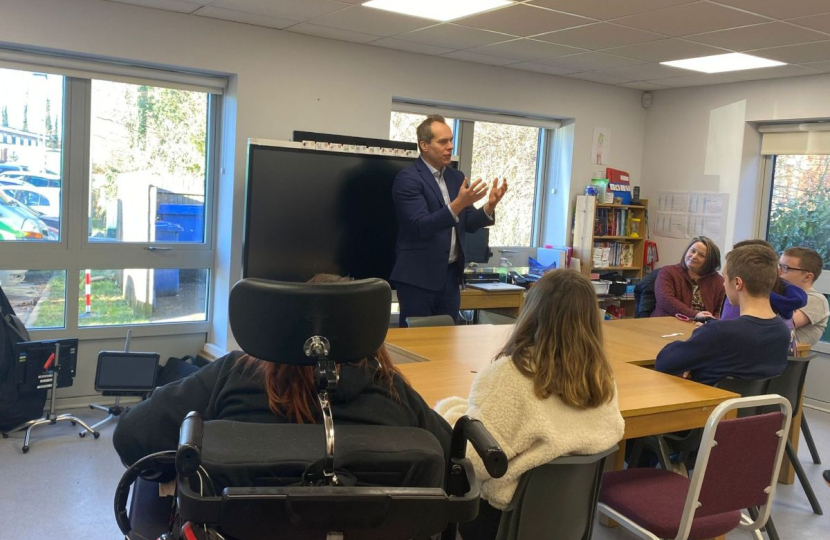 David speaks to pupils at Fitzwaryn School