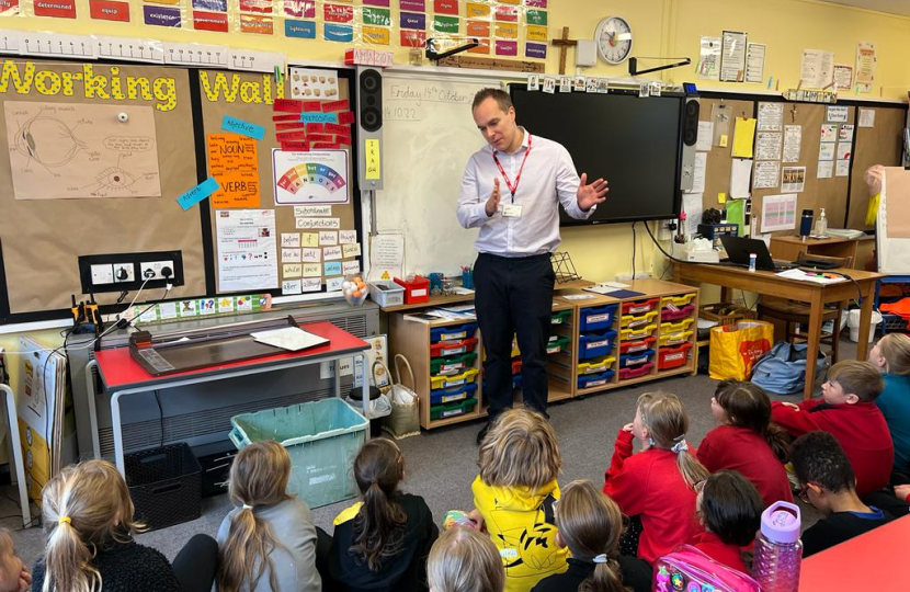 David meets teachers and pupils at three local schools