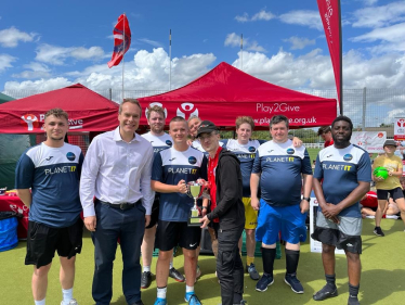 David attends Play2Give football tournament in Wallingford