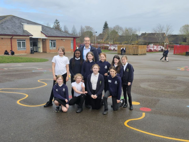 David meets with the girl’s football team at Willowcroft Community School